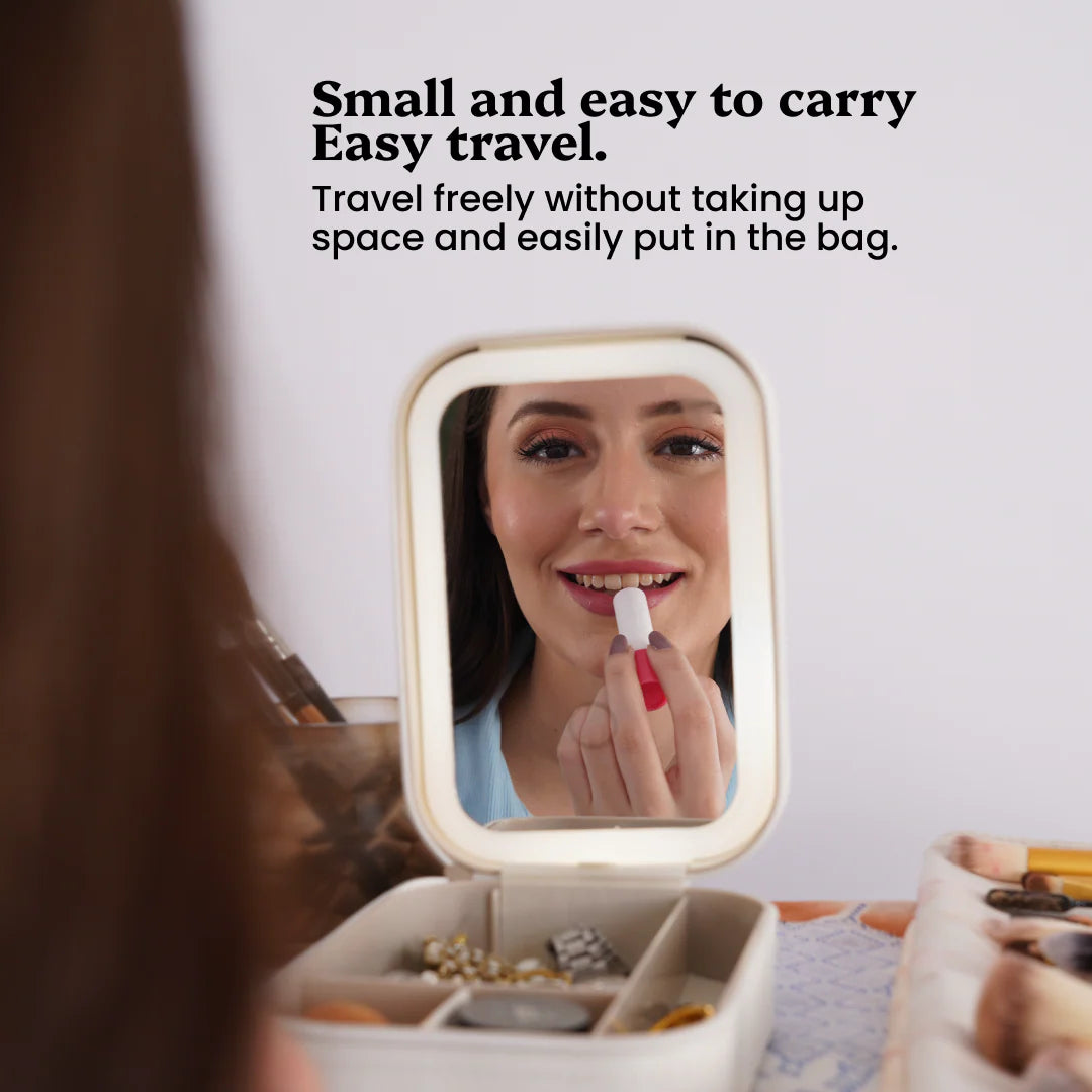 Compact Makeup Vanity With LED Mirror