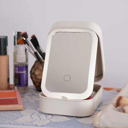 Compact Makeup Vanity With LED Mirror