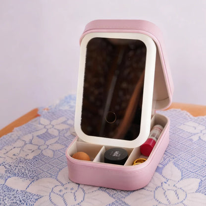 Compact Makeup Vanity With LED Mirror